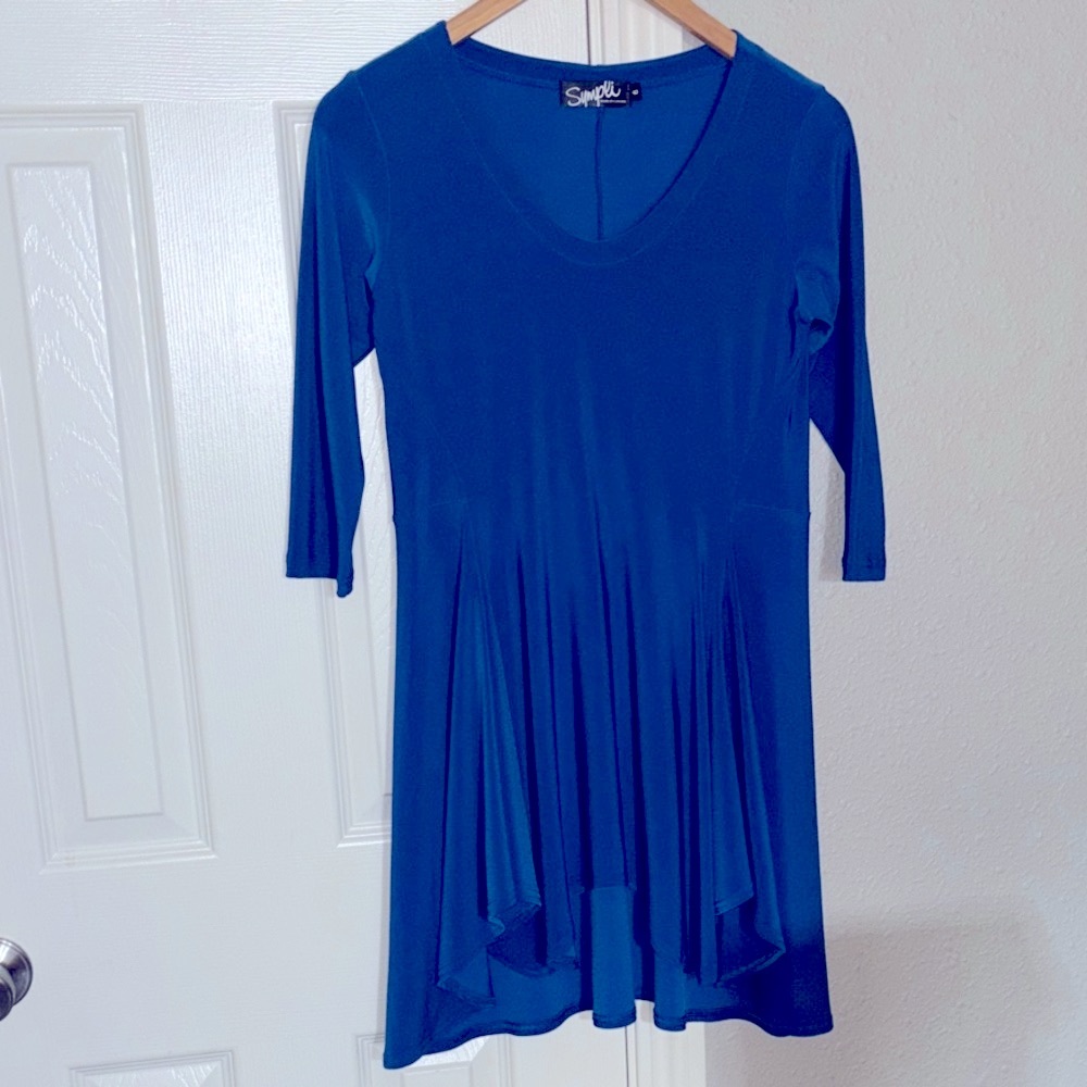 Sympli Hi Low Tunic dress Cobalt/ Royal Blue Size 6
